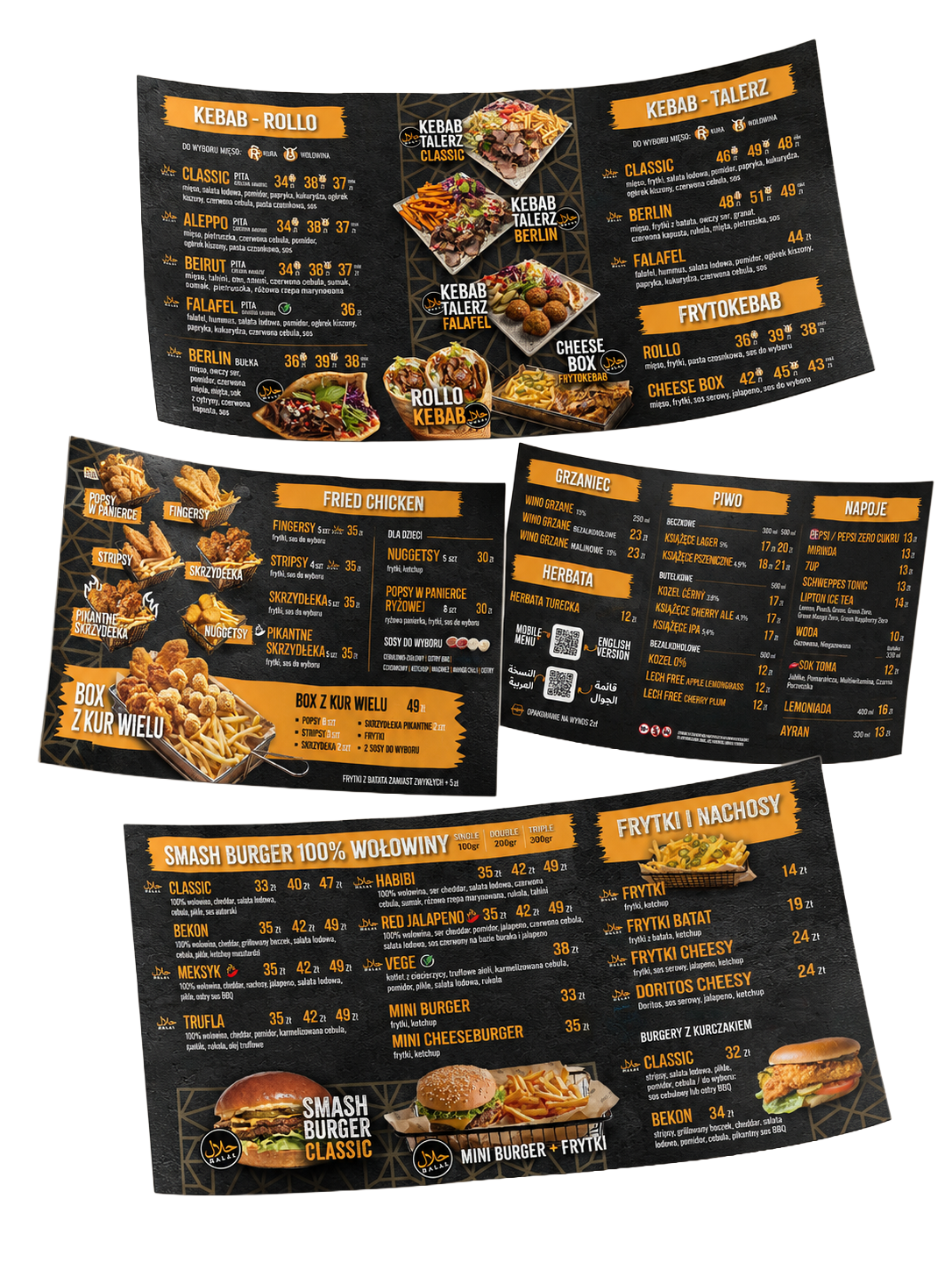Kebab, burger, frytki i street food z menu Wołowiec i Kura