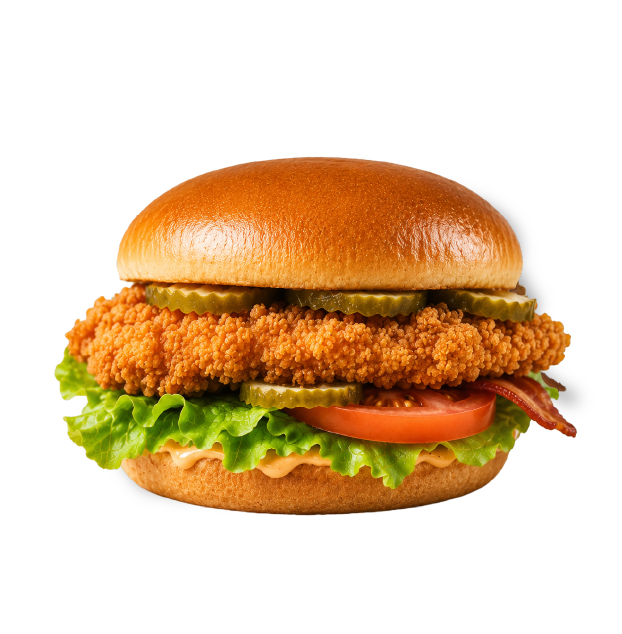 Burger fried chicken z chrupiącym kurczakiem